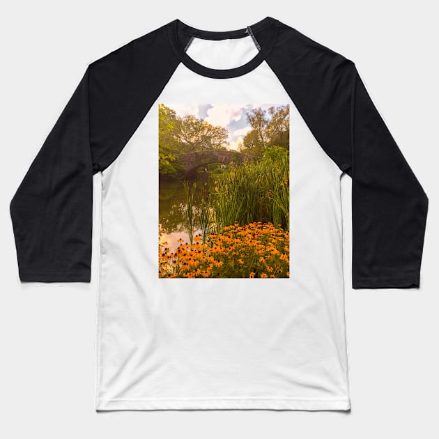 Central Park Flowers Bridge Manhattan NYC Baseball T-Shirt by eleonoraingrid